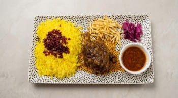 Zereshk Polo with Braised Cornish Hen