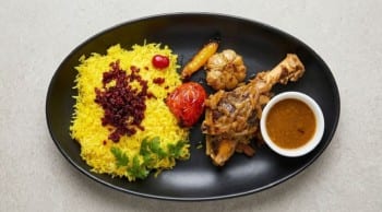 Lamb Shank with Saffron White Rice 